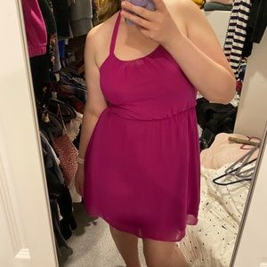 •2/$25• Final Touch Fuchsia Halter Dress Size Medium